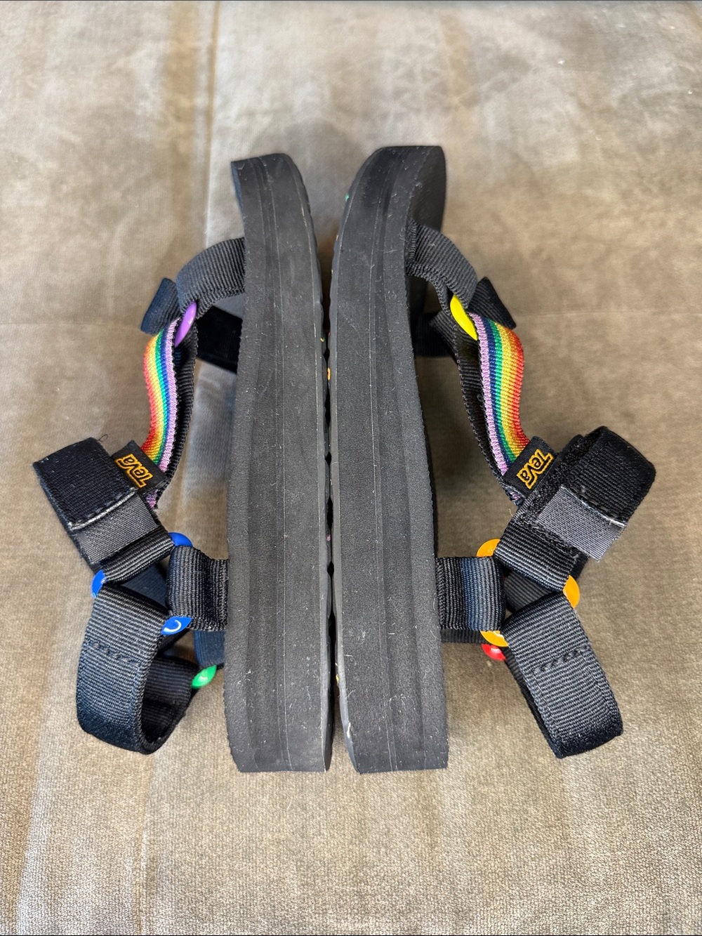 Teva Midform Universal Black Sandals with Metallic Rainbow Strap and - Picture 9 of 10